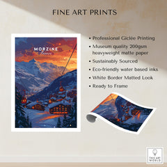 Morzine Print France - Ski Poster showcasing vibrant colors and stunning scenery of the French Alps.