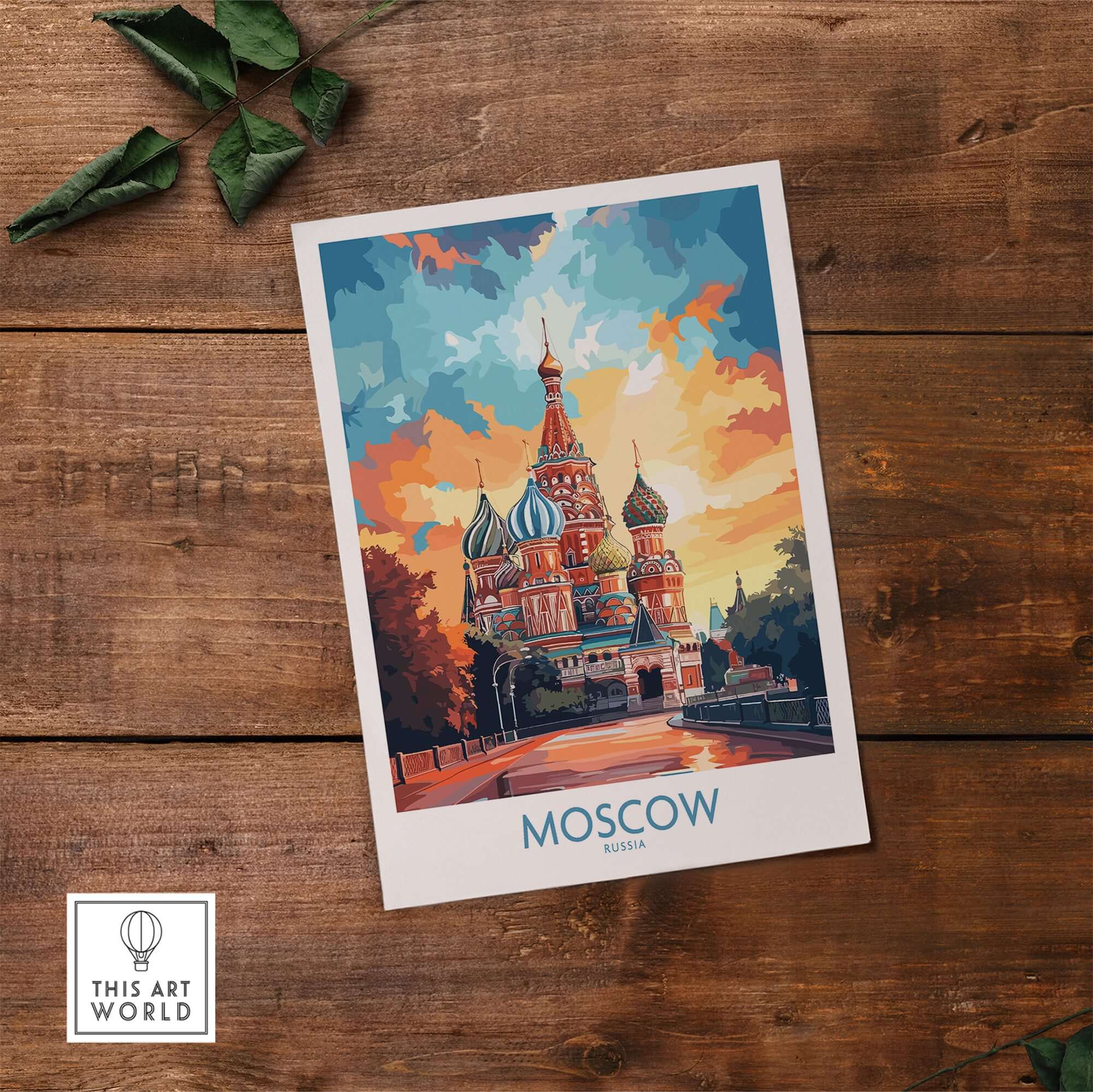 Moscow Prints for Sale - St. Basil's Cathedral Red Square artistic print on wooden background.