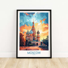 Moscow Prints for Sale - St. Basil's Cathedral Red Square framed art print showcasing vibrant colors and historical architecture.
