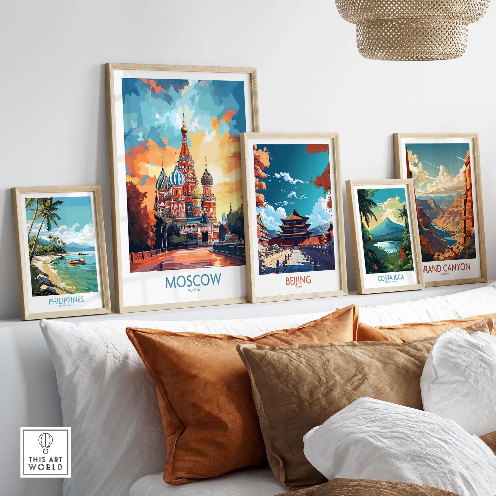 Moscow Prints for Sale - St. Basil's Cathedral Red Square framed among other travel prints