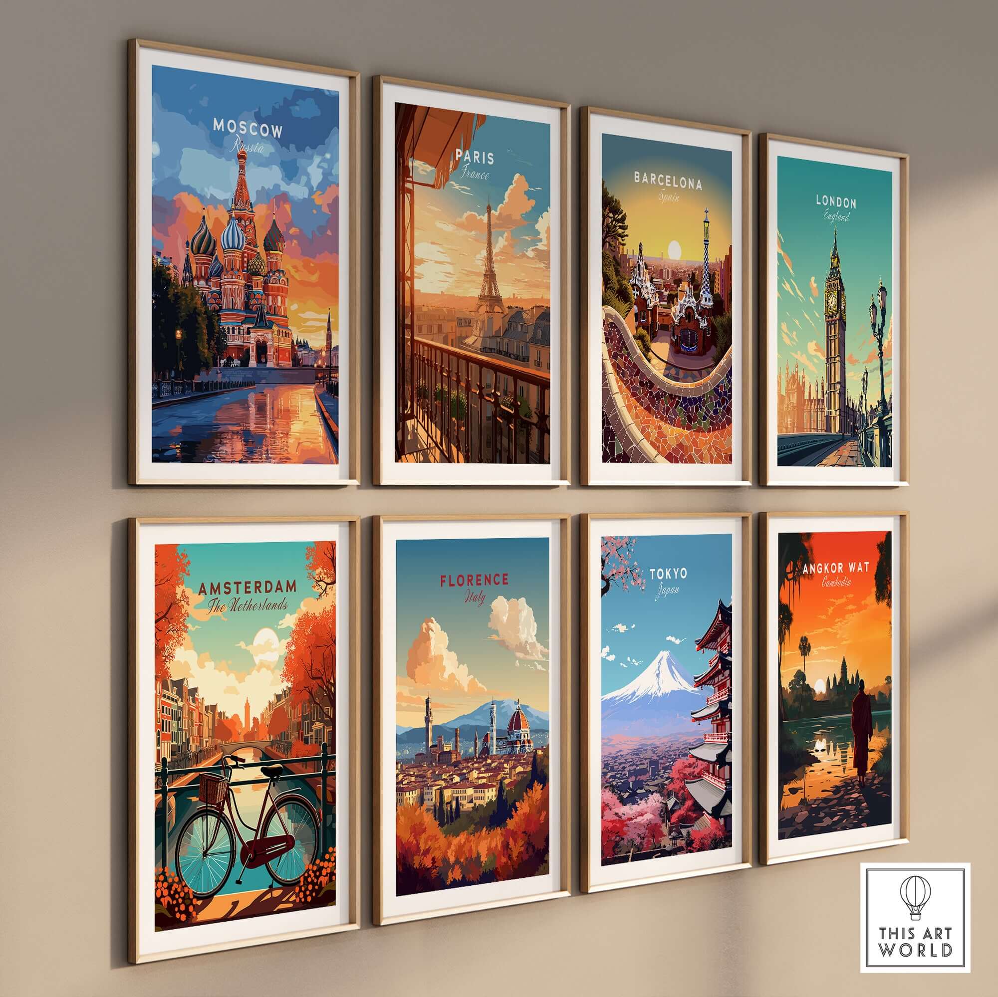 Moscow Travel Print - St. Basil's Cathedral Poster and other city travel prints on display.