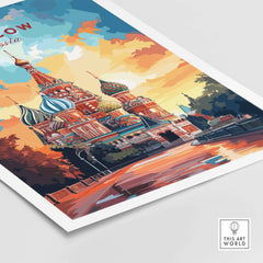 Moscow Wall Art - St. Basil's Travel Poster showcasing the vibrant colors of St. Basil's Cathedral.
