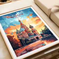 Moscow Wall Art - St. Basil's Travel Poster showcasing St. Basil's Cathedral in vibrant colors.