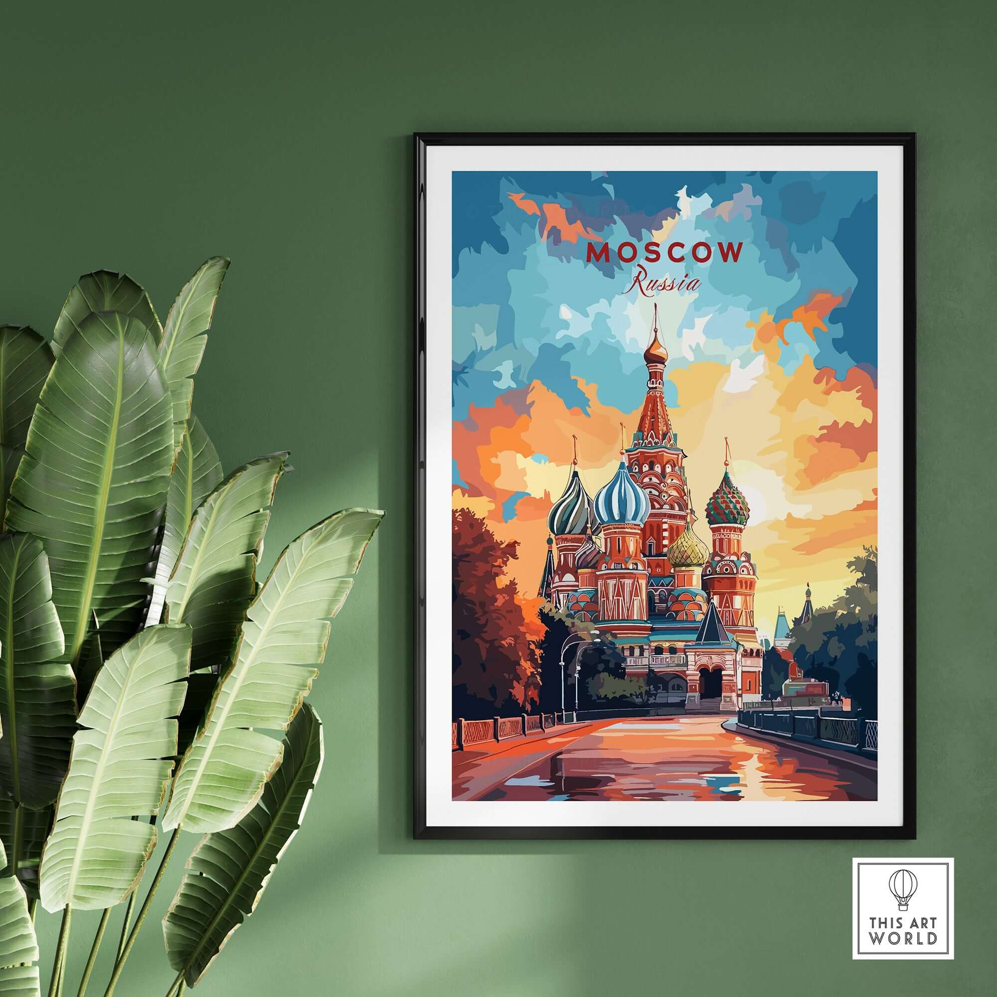 Moscow Wall Art - St. Basil's Travel Poster featuring vibrant colors and iconic architecture.