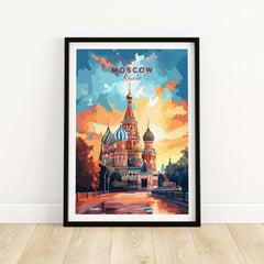 Moscow Wall Art - St. Basil's Travel Poster showcasing the colorful architecture of St. Basil's Cathedral in Moscow.