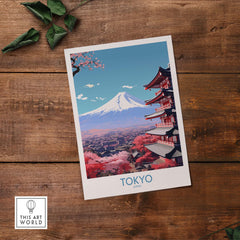 Mount Fuji wall art print featuring a vibrant view of Tokyo, ideal for modern decor and travel enthusiasts.