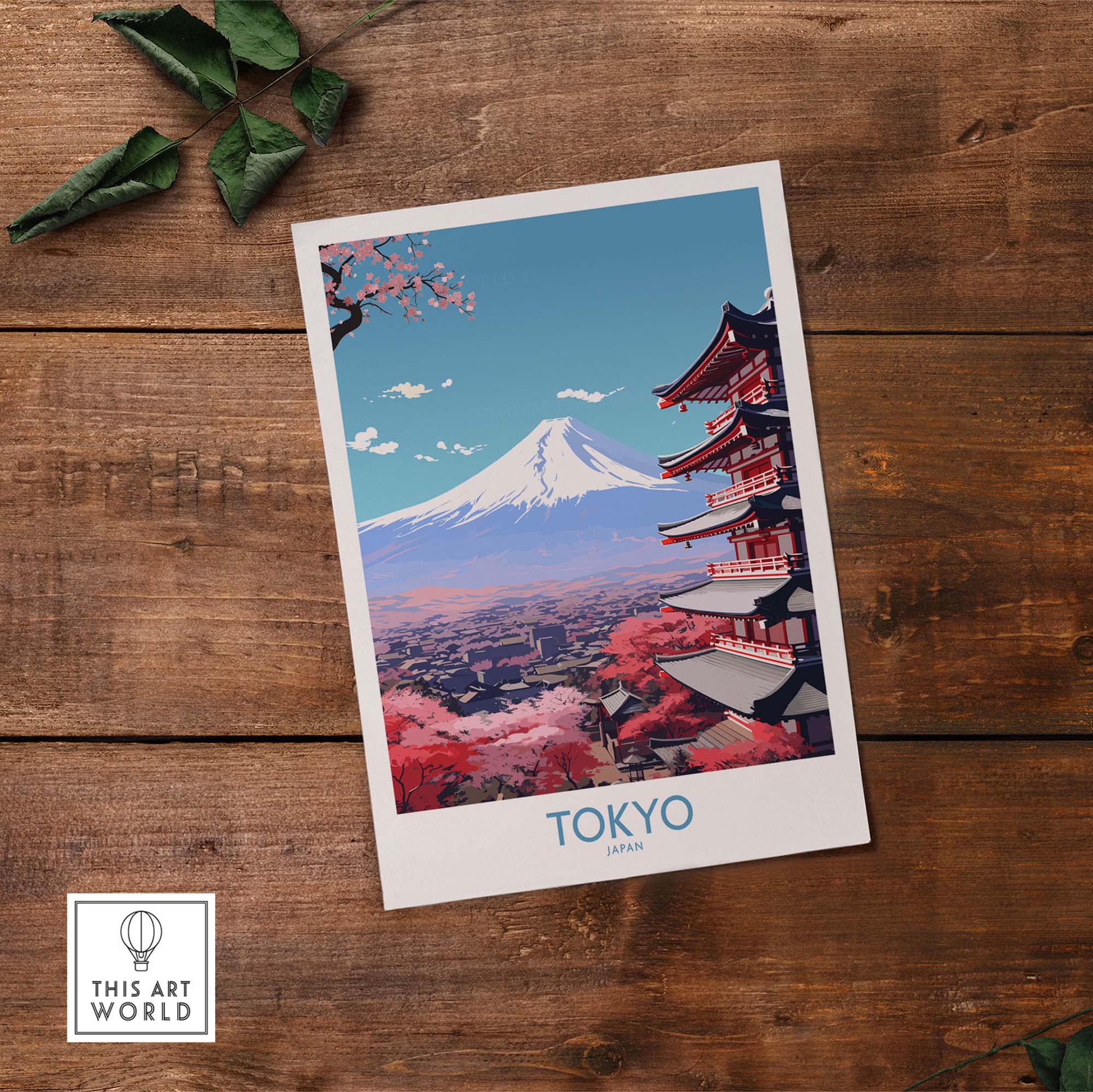Mount Fuji wall art print featuring a vibrant view of Tokyo, ideal for modern decor and travel enthusiasts.