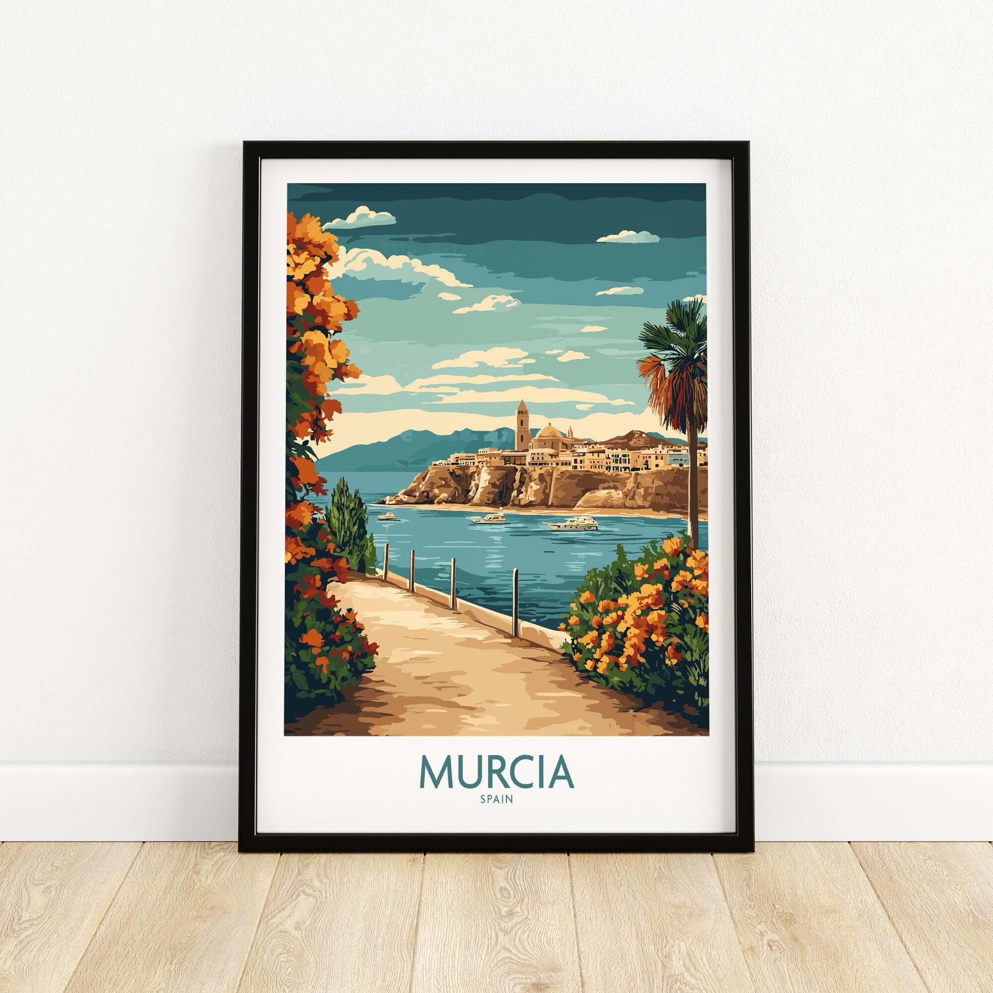 Murcia Poster showcasing a vibrant landscape of Murcia, Spain, perfect for adding beauty and adventure to your home.