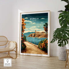 Murcia Print featuring a vibrant landscape of Murcia, Spain, in a beautifully framed artwork for home decor.