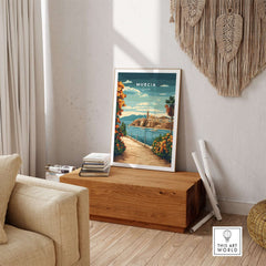 Murcia Print showcasing vibrant colors and intricate details in a stylish home decor setting.