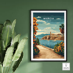 Murcia Print showcasing vibrant coastal scenery and lush greenery, perfect for home decor.
