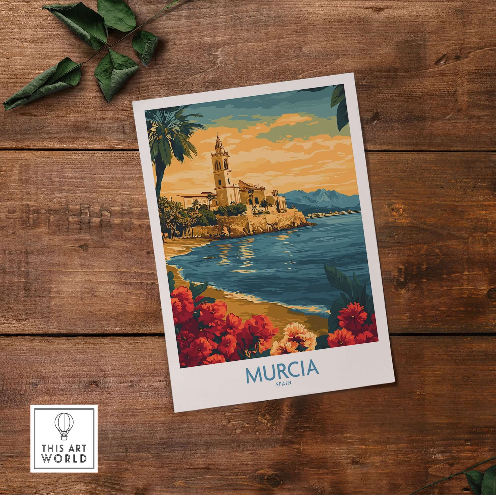 Murcia Spain Poster featuring scenic waterfront and architecture of Murcia, Spain.