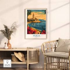 Murcia Spain Poster showcasing beautiful landscapes and architecture of Murcia, Spain in a stylish interior setting.