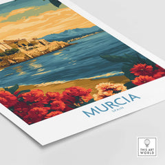Murcia Spain Poster showcasing beautiful landscapes and vibrant flowers, perfect for home decor.