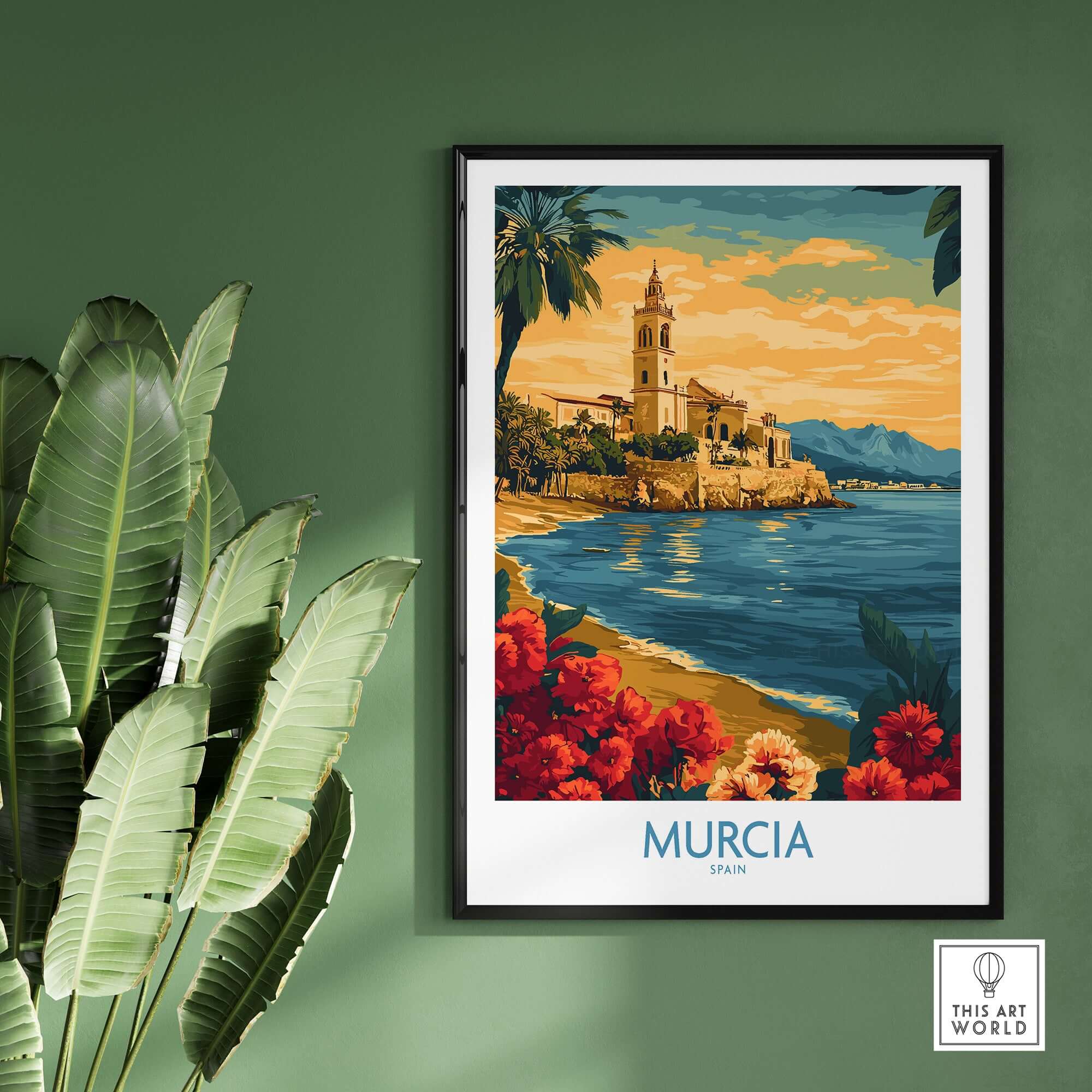 Murcia Spain Poster showcasing beautiful landscapes and architecture from Murcia, Spain, perfect for home decor.