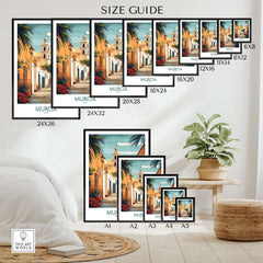 Montage of Murcia Spain Travel Poster in various sizes for home decor inspiration.