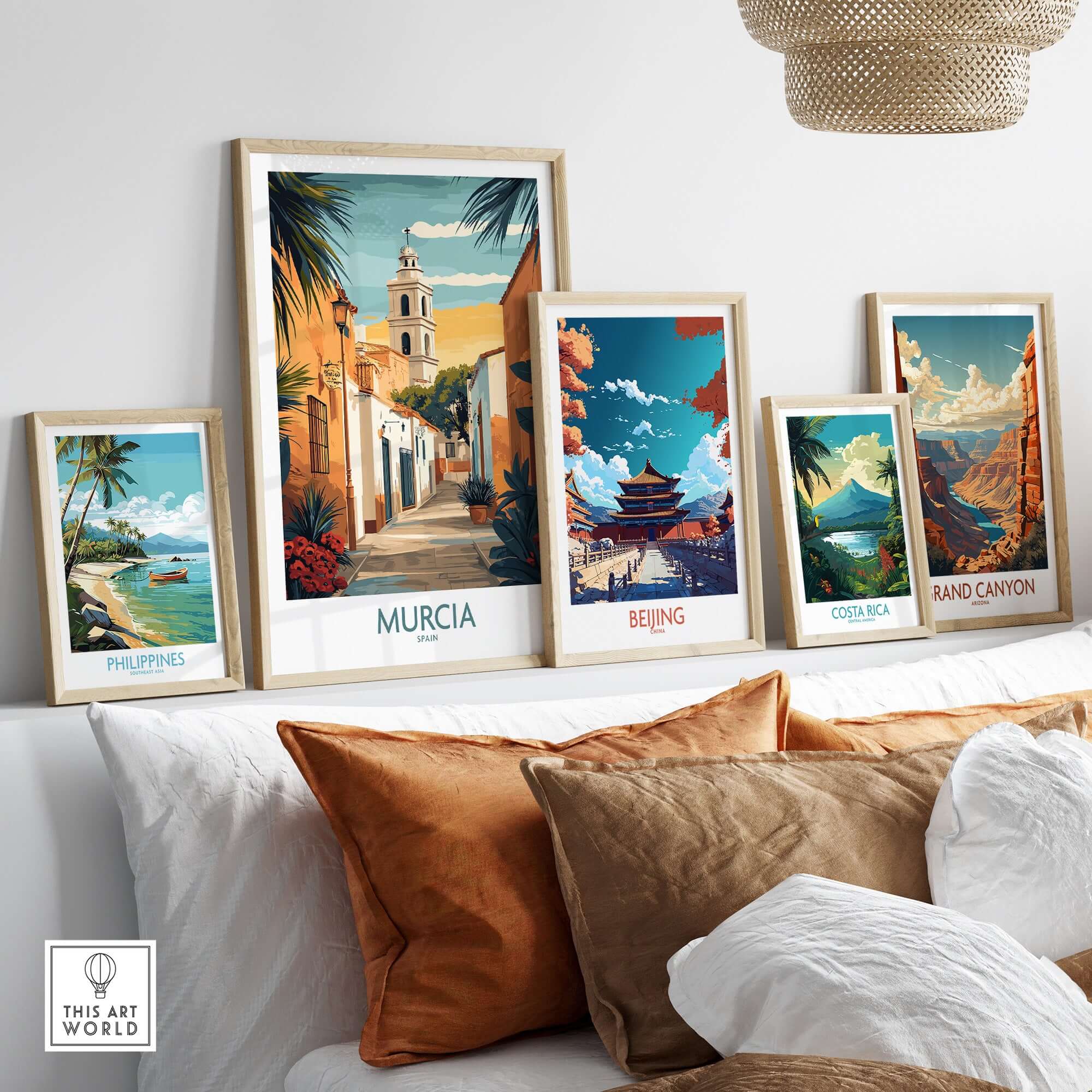 Murcia Spain Travel Poster showcasing vibrant colors and iconic landmarks, perfect for travel enthusiasts.