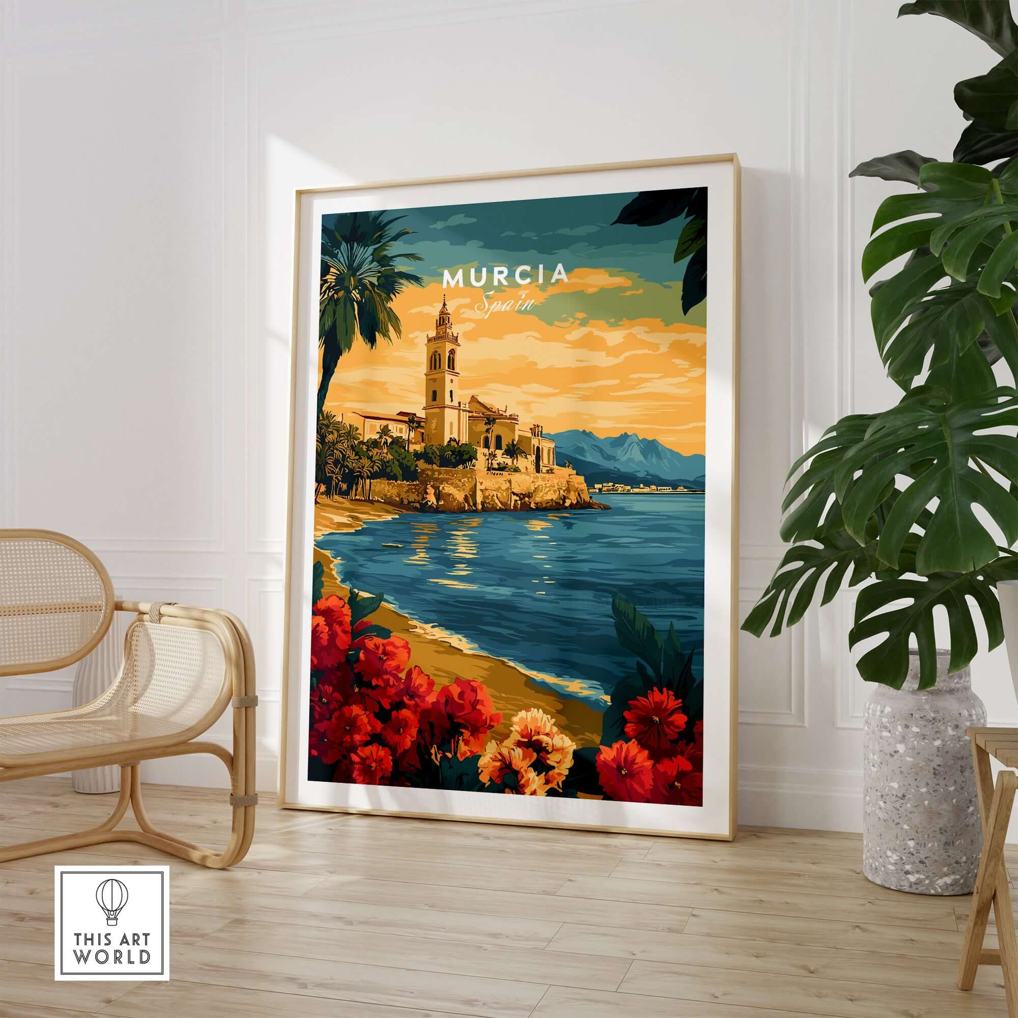 Murcia Spain Wall Art showcasing vibrant coastal scenery and cultural details.