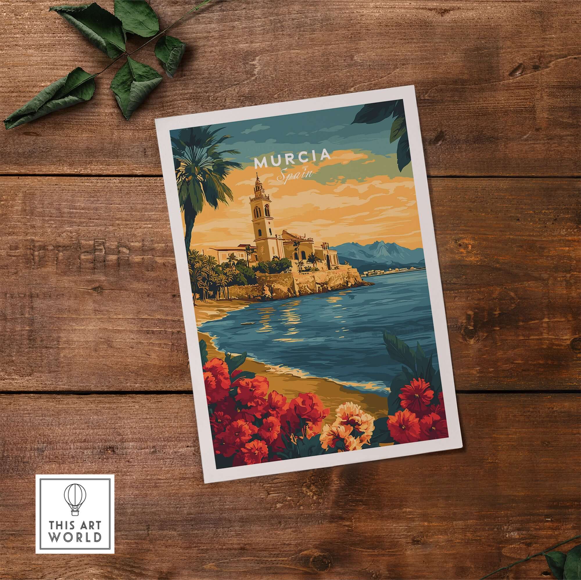 Murcia Spain Wall Art featuring vibrant colors and beautiful scenery of Murcia's coast and architecture.