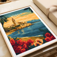 Murcia Spain Wall Art featuring a vibrant landscape and floral details capturing the essence of the city.
