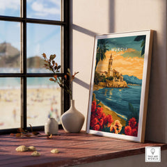 Murcia Spain Wall Art featuring a vibrant coastal view and iconic architecture, perfect for home decor.