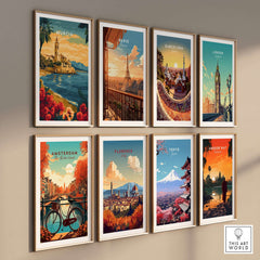 Murcia Spain Wall Art showcasing vibrant travel prints from various cities around the world.