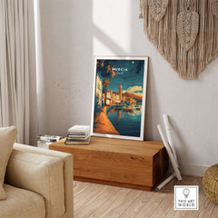 Murcia Wall Art featuring a scenic depiction of Murcia, Spain, perfect for home decor and art lovers.