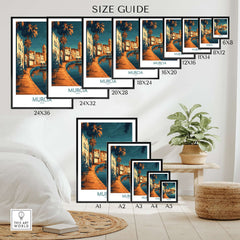 Murcia Wall Art Print size guide showcasing various dimensions for ideal home decor.