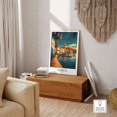Murcia Wall Art Print displayed in a stylish interior, featuring vibrant colors and intricate design.