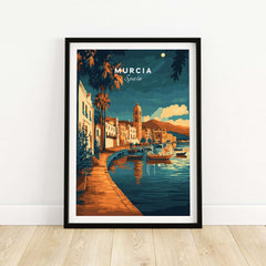 Murcia Wall Art featuring a scenic view of Murcia, Spain with boats and stunning architecture.