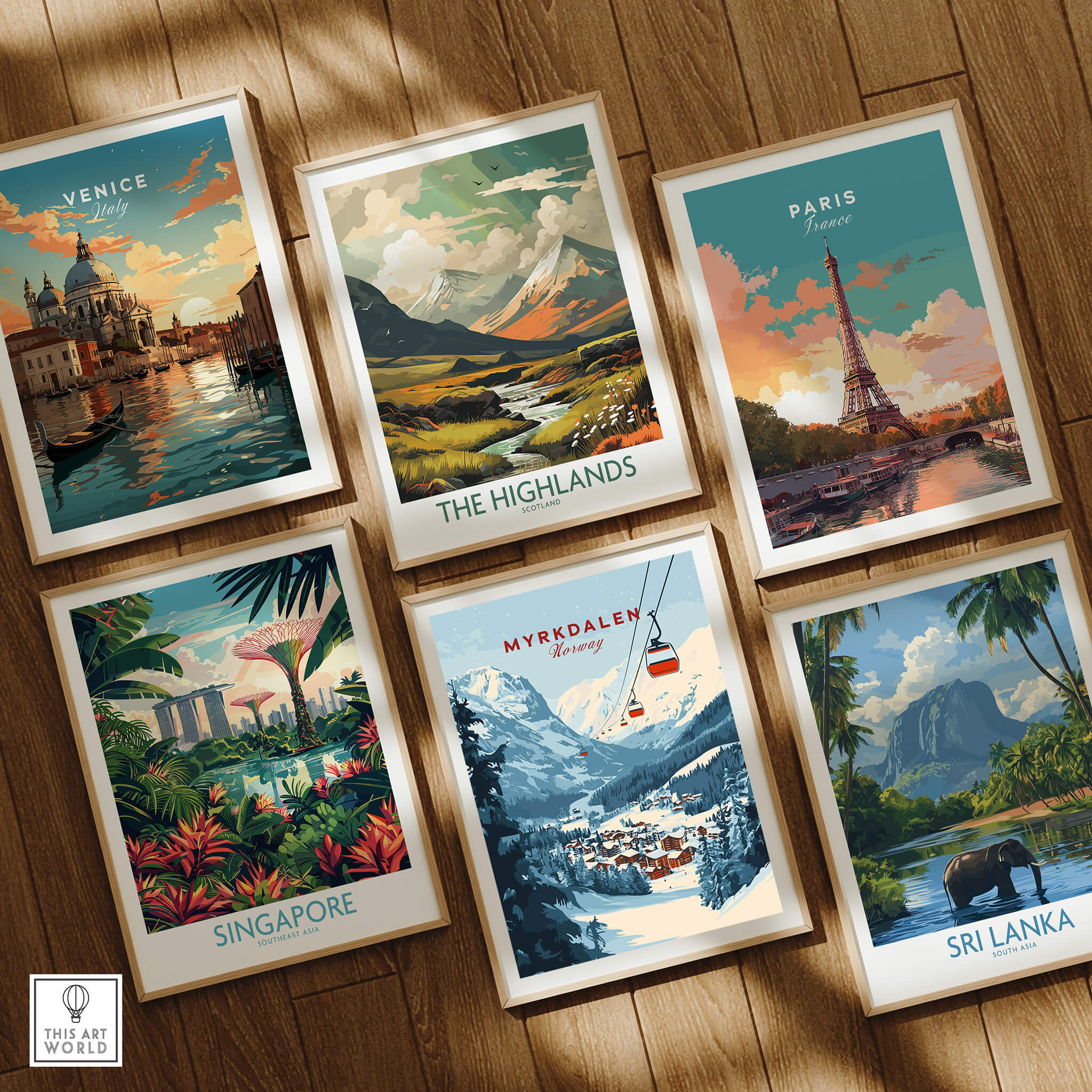 Charming Myrkdalen Ski Poster for Winter Enthusiasts among other travel-themed art prints