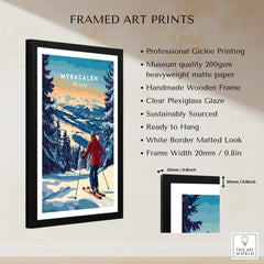 Capture Adventure with Myrkdalen Ski Poster featuring stunning mountain landscape and skier framed art print.