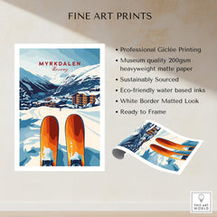 Myrkdalen, Norway Print - Ski Resort Art, Winter Wall Art showcasing professional Giclée printing and eco-friendly design.
