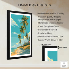Naples Florida Beach Travel Poster — framed print details measurements quality details