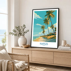 Naples Florida Palms Wall Art — framed artwork living room lifestyle setting