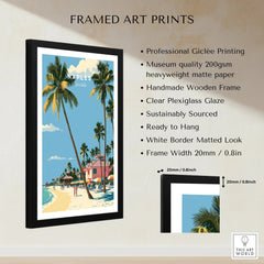 Naples Florida Beachfront Travel Poster — framed print details measurements quality details