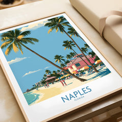 Naples Florida Shore Wall Art — framed art print closeup gift unwrapped natural frame