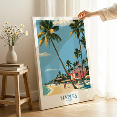 Naples Florida Shore Wall Art — canvas print mirror edge hand holding room setting