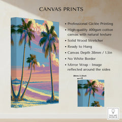 Naples Florida Sunset Travel Poster — canvas print stretched cotton canvas details