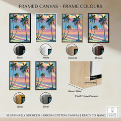 Naples Florida Sunset Travel Poster — framed canvas float frame colour options