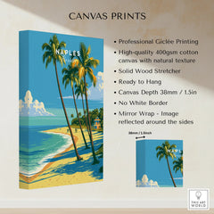 Naples Florida Palm Beach Travel Poster — canvas print stretched cotton canvas details