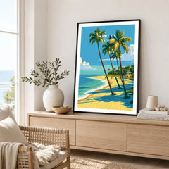 Naples Florida Palm Beach Travel Poster — framed artwork living room lifestyle setting
