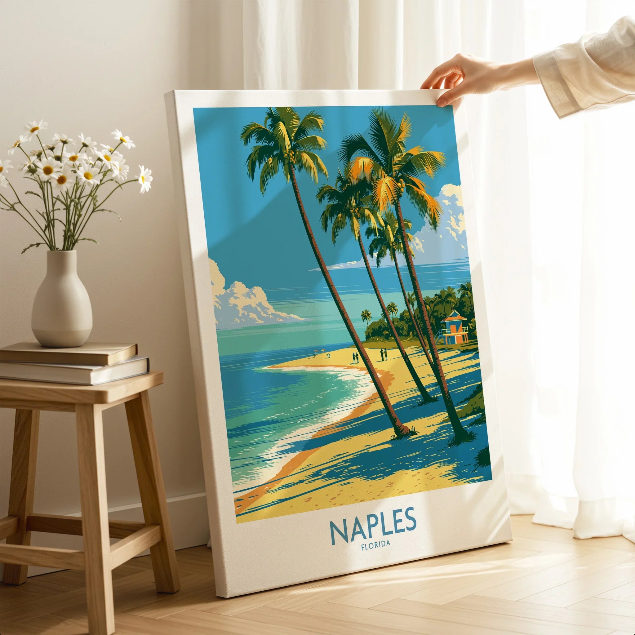 Naples Florida Cove Wall Art — canvas print mirror edge hand holding room setting