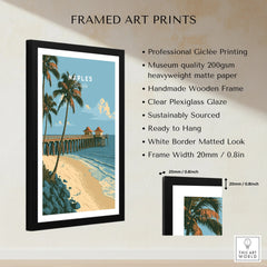 Naples Florida Pier Travel Poster — framed print details measurements quality details