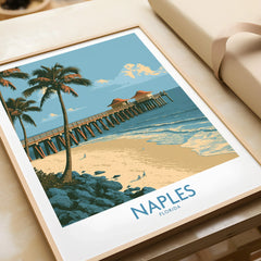 Naples Florida Coast Wall Art — framed art print closeup gift unwrapped natural frame