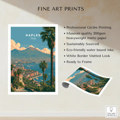 Naples Italy Bay of Naples Travel Poster — fine art print unframed quality details