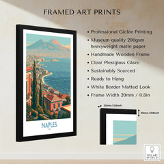 Naples Italy Bay Wall Art — framed print details measurements quality details