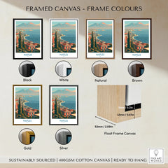 Naples Italy Bay Wall Art — framed canvas float frame colour options