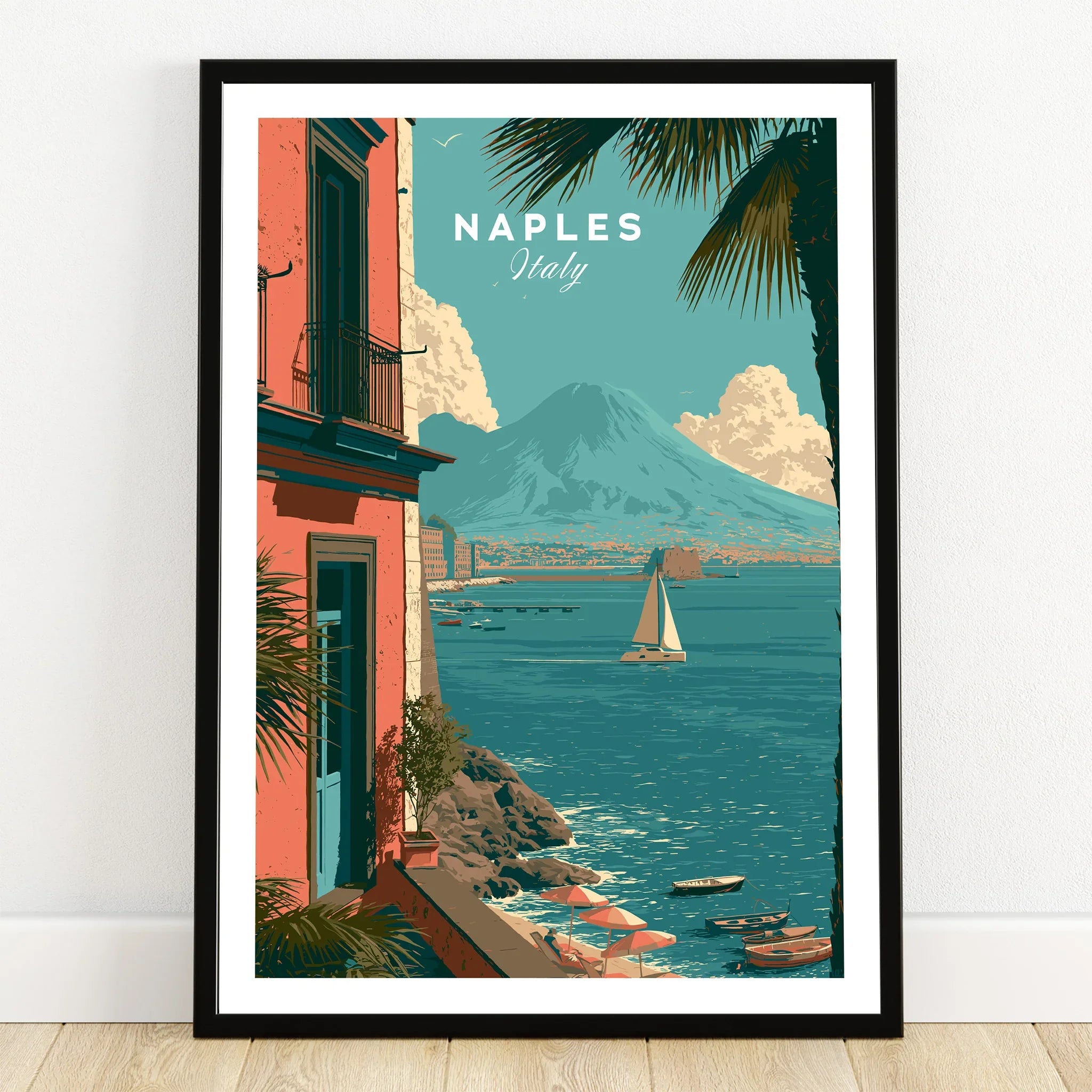 Naples Italy Harbour Travel Poster