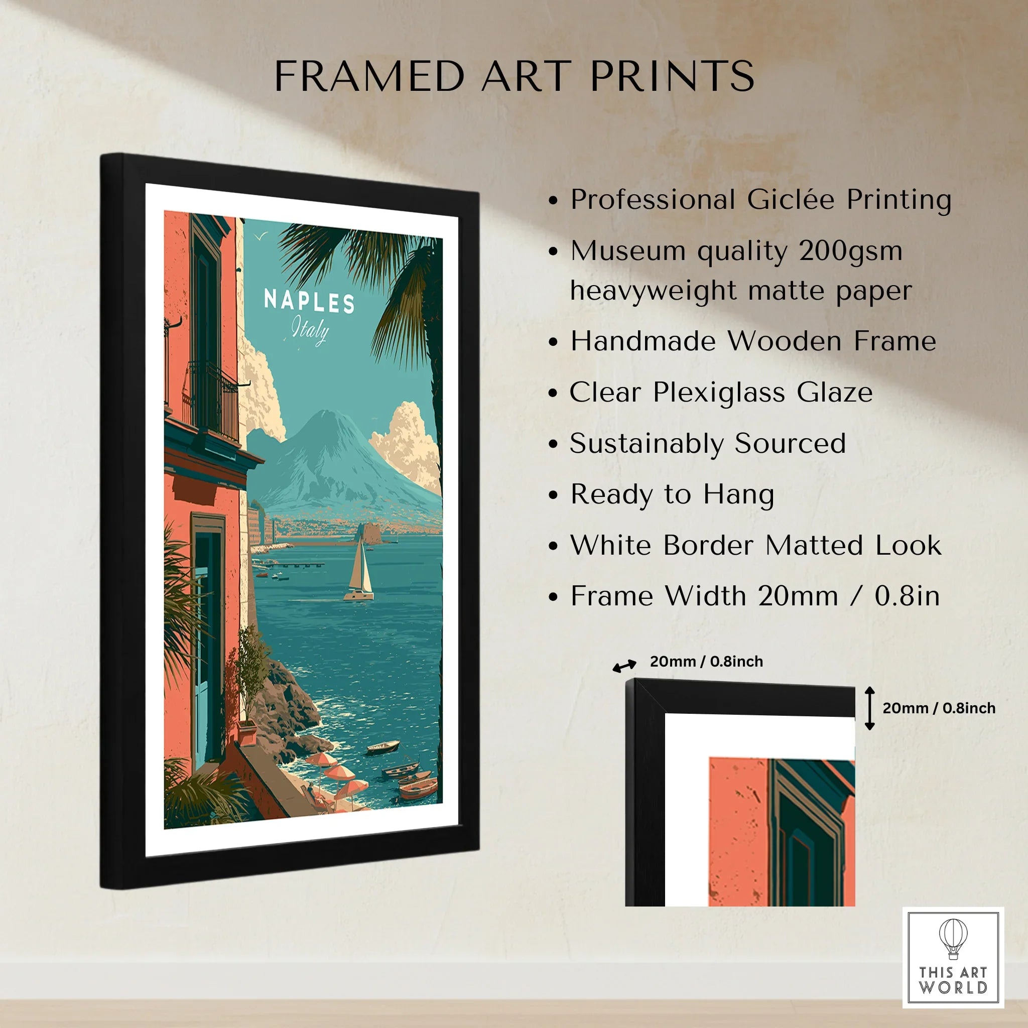 Naples Italy Harbour Travel Poster